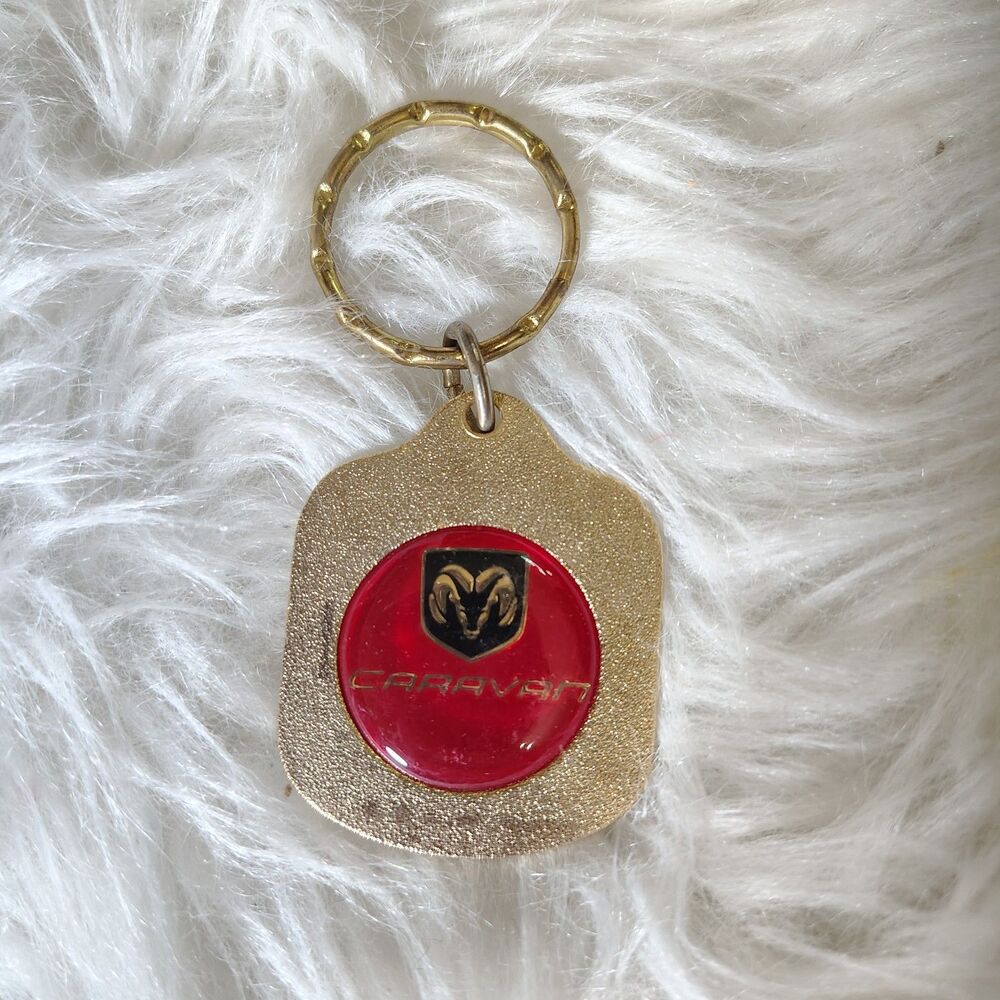 VTG Dodge Caravan Gold Tone Metal Keychain W Tags